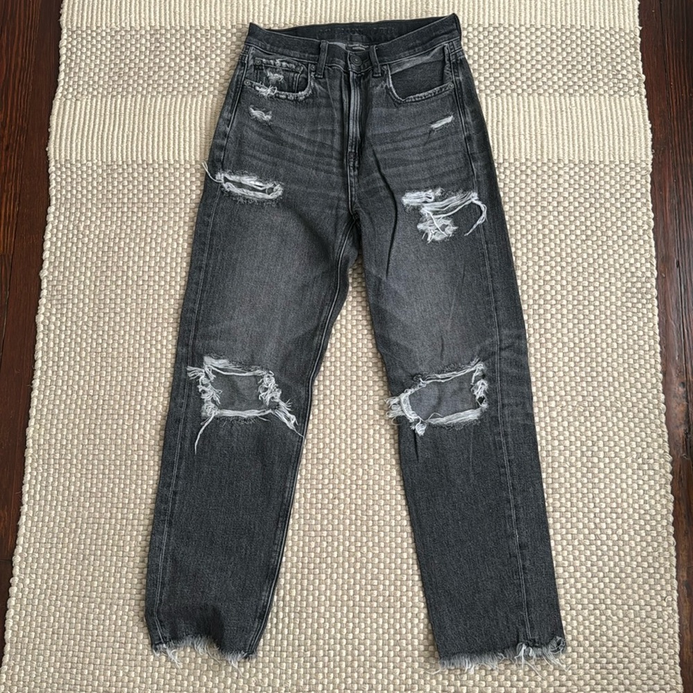 American Eagle highest rise 90s boyfriend black Jean
